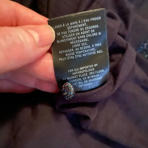 Moulinette Souers Anthropologie metallic shimmer evening dress blue black sz 0 - Picture 9 of 11